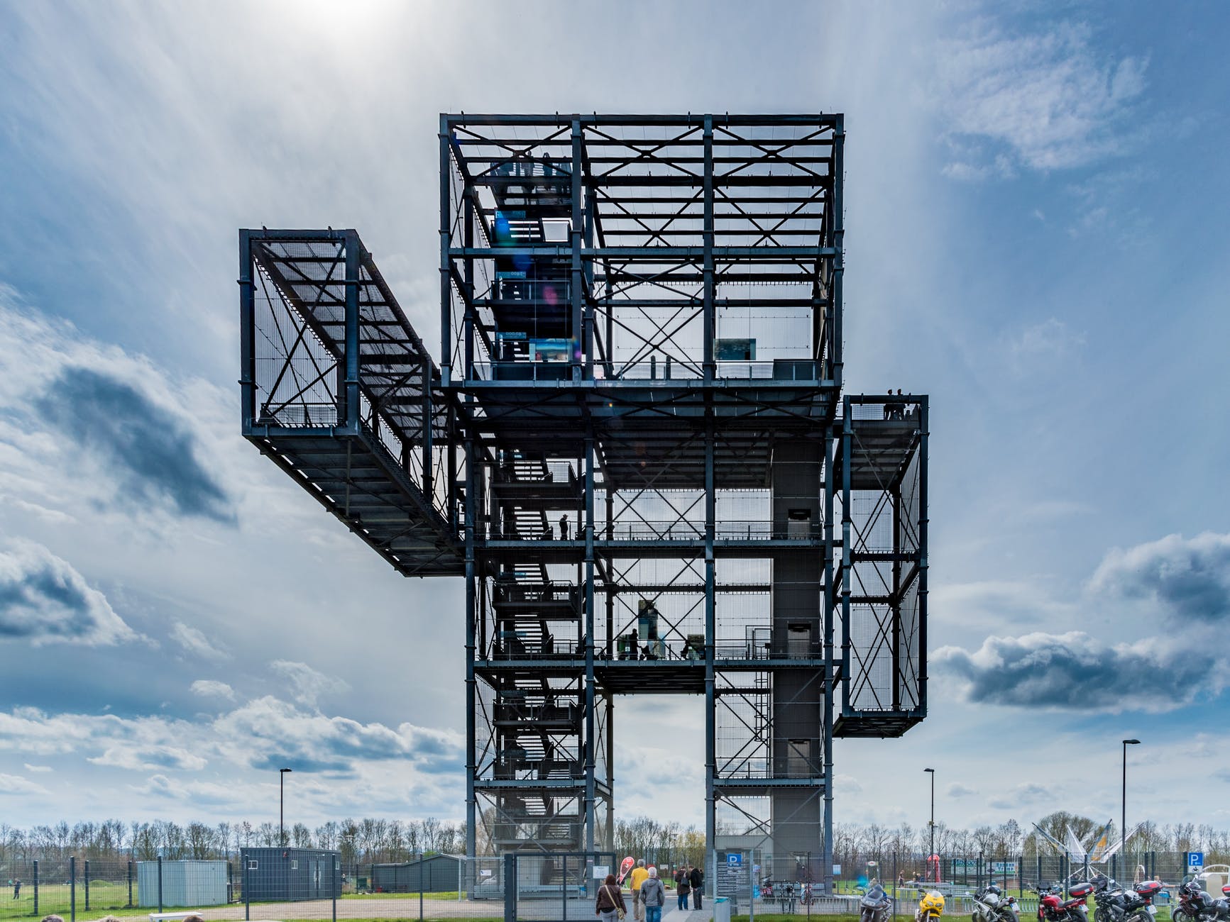 architecture blocks blue sky bridge