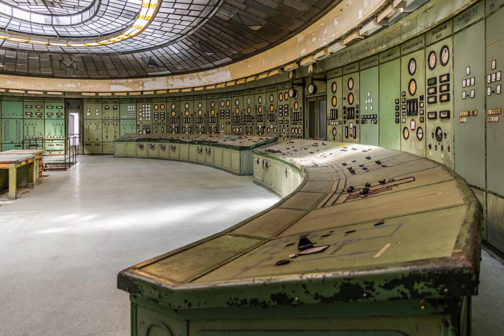 An old powerstation control room