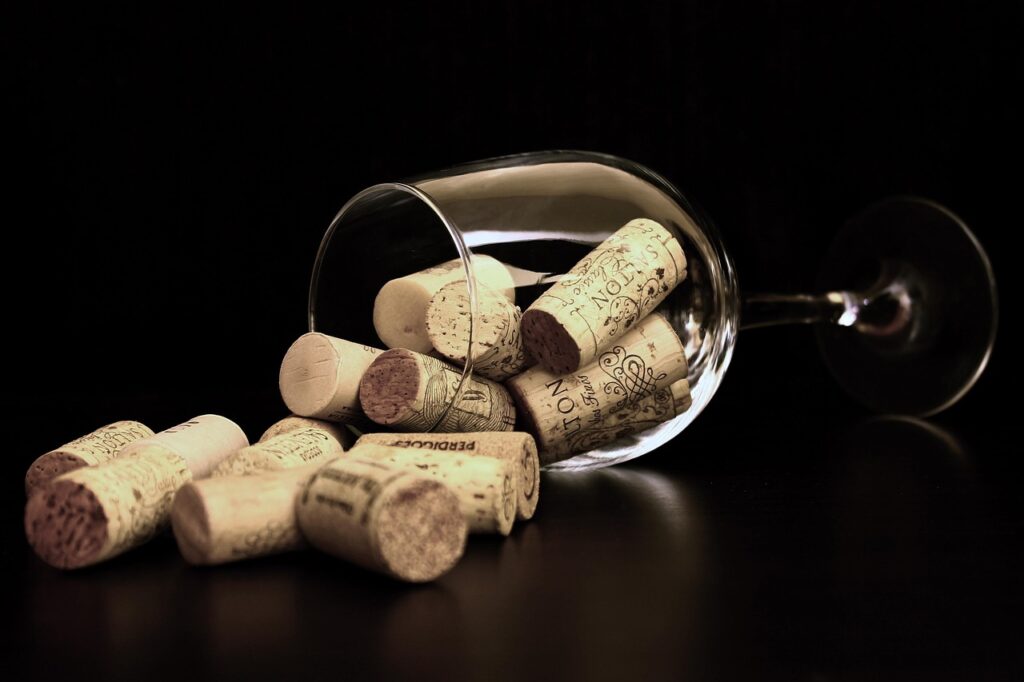 a glass of corks